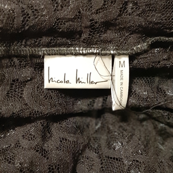 Nicole Miller Nicki Lace Turtleneck Top Womens Medium Black Sheer Long Sleeve - Picture 6 of 8